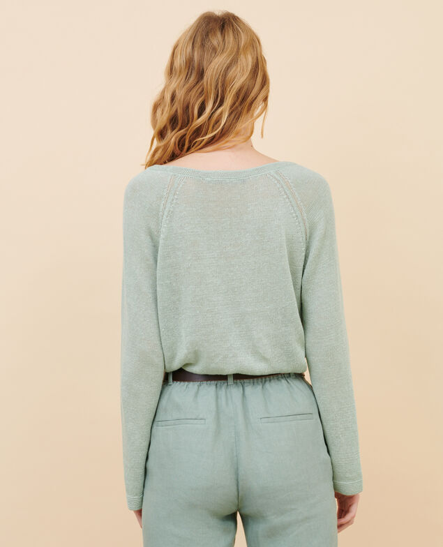 Jersey cuello redondo de lino 50 green
