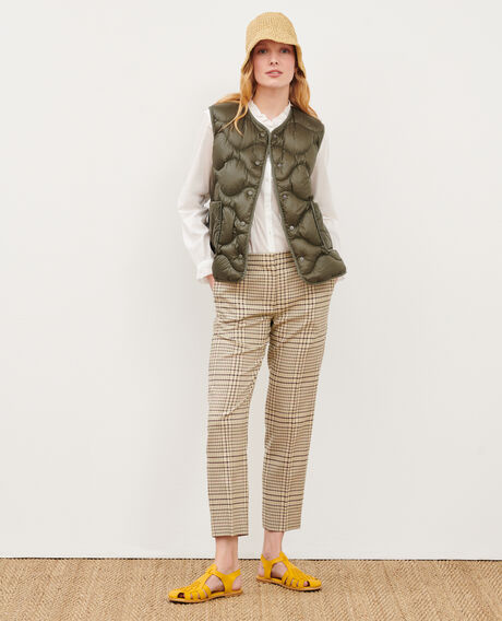 MARGUERITE - Pantalón cigarette 0400 cream checks 3spa005c04