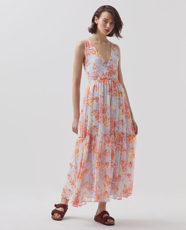 Vestido largo fluido H603 dahlia blue