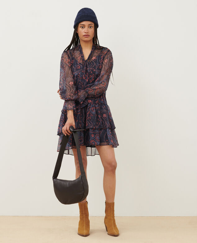 Vestido corto fluido de paño