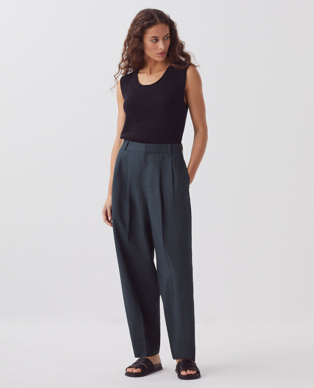 Top largo de lino H091 black beauty
