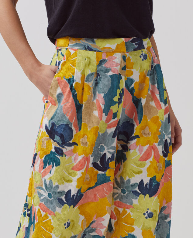 YVONNE - Pantalón amplio de algodón 0430 palmeraie yellow