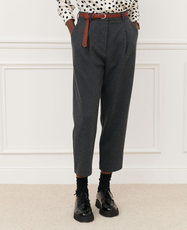 Pantalón cigarette de punto jersey de lana 8897 04 gray