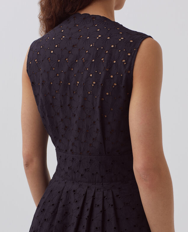 Vestido largo con bordado inglés H091 black beauty