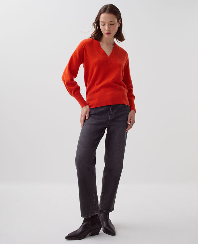 Jersey con cuello de pico de cachemir I260 pureed pumpkin