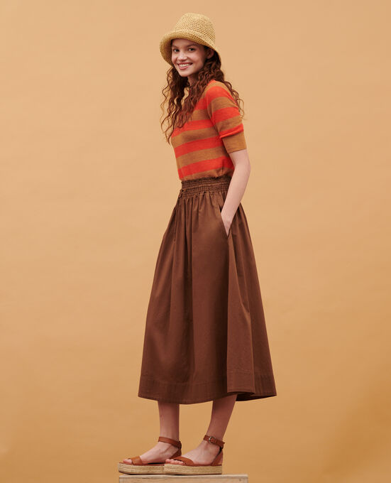 Falda larga de algodón 35 BROWN