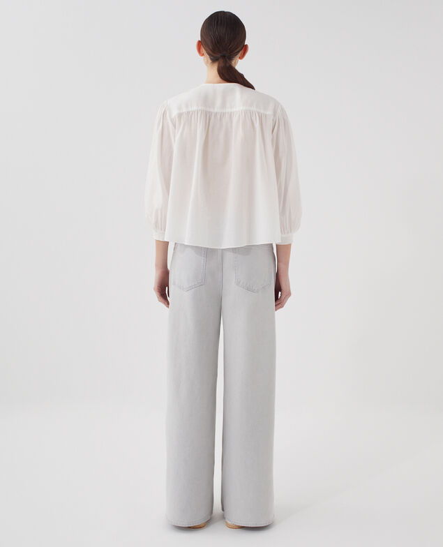 Blusa de gasa de algodón H013 gardenia