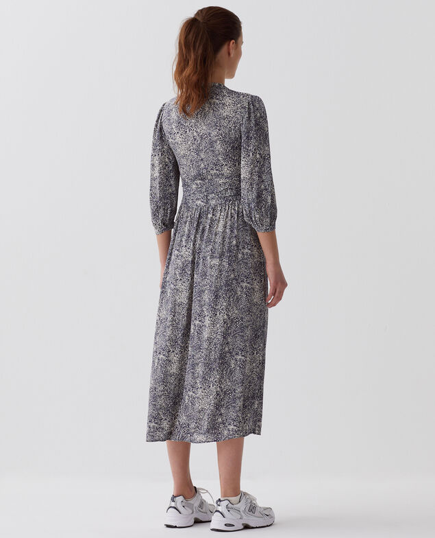 Vestido largo fluido H690 micro fl navy