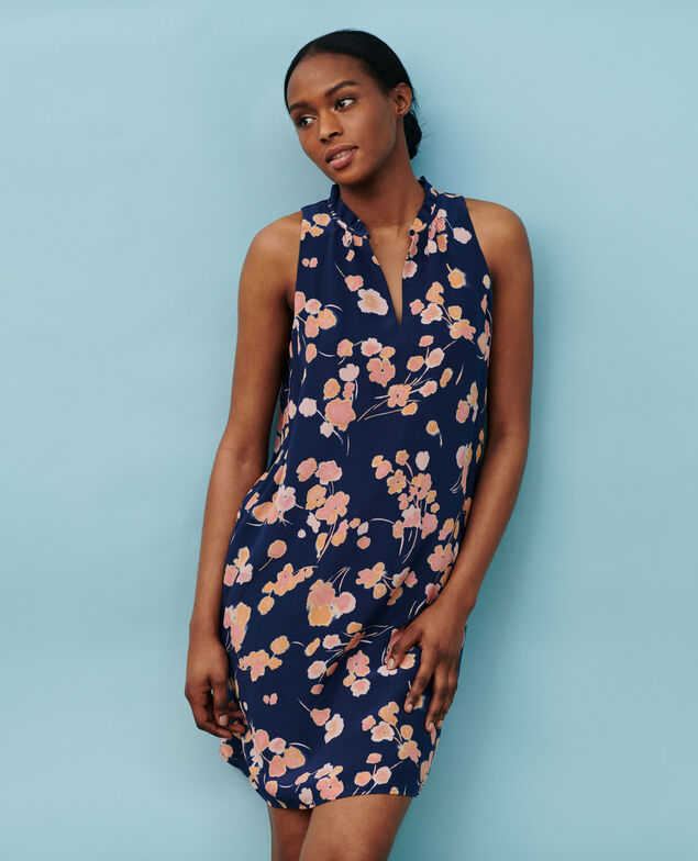 Vestido de seda Print navy