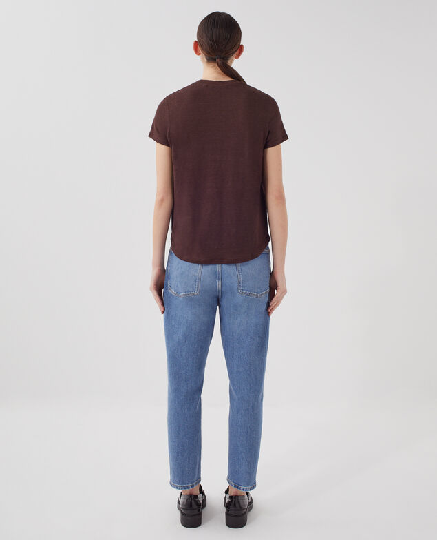 AMANDINE - Camiseta con cuello redondo de lino U190 wine