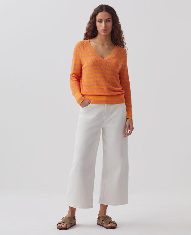Jersey de lino con cuello de pico H231 thin sheen