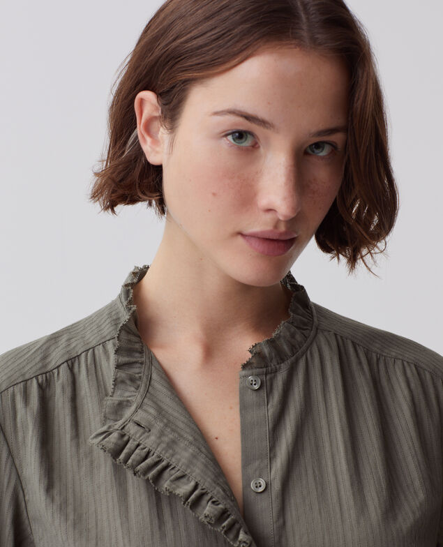 Camisa de manga larga de algodón J560 basil dark green