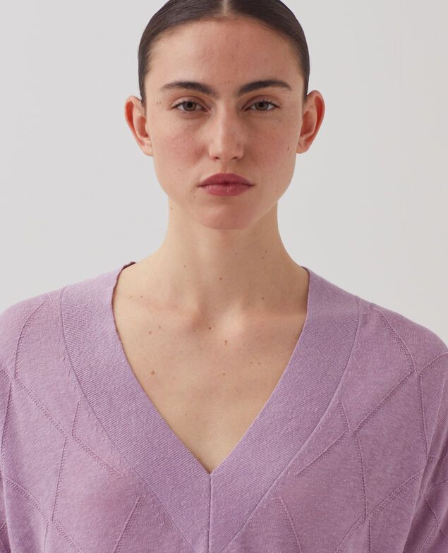 Jersey de manga larga con cuello de pico J720 lavender herb