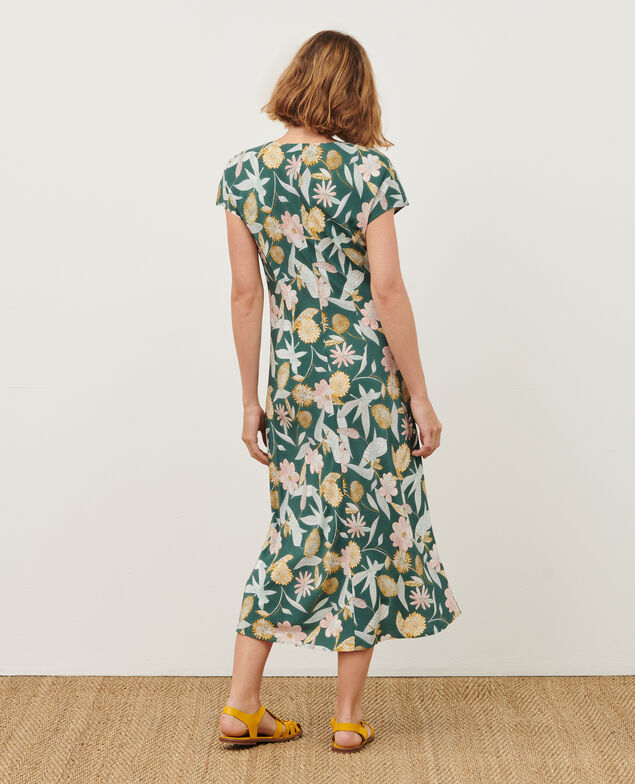 Vestido midi fluido 0331 kaki aubepine