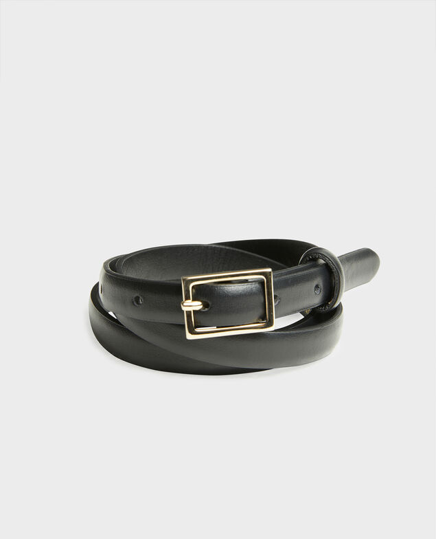  Cinturón fino de cuero con hebilla rectangular Black beauty