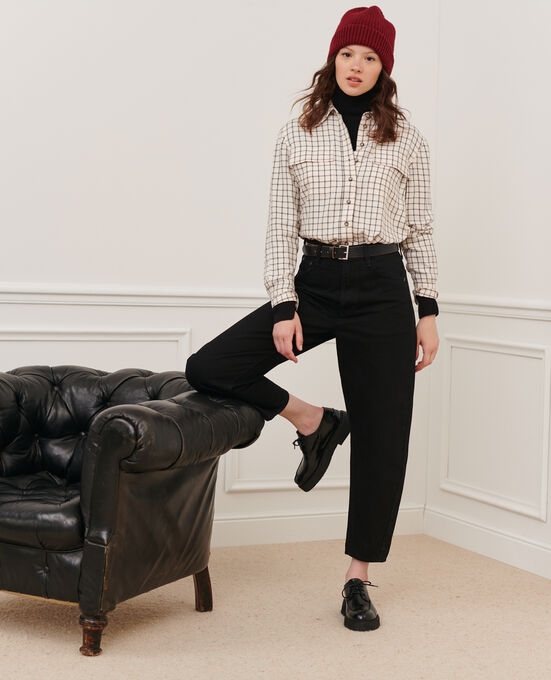 SYDONIE - BALLOON - Jeans amplios 7/8 talle alto NOIR DENIM