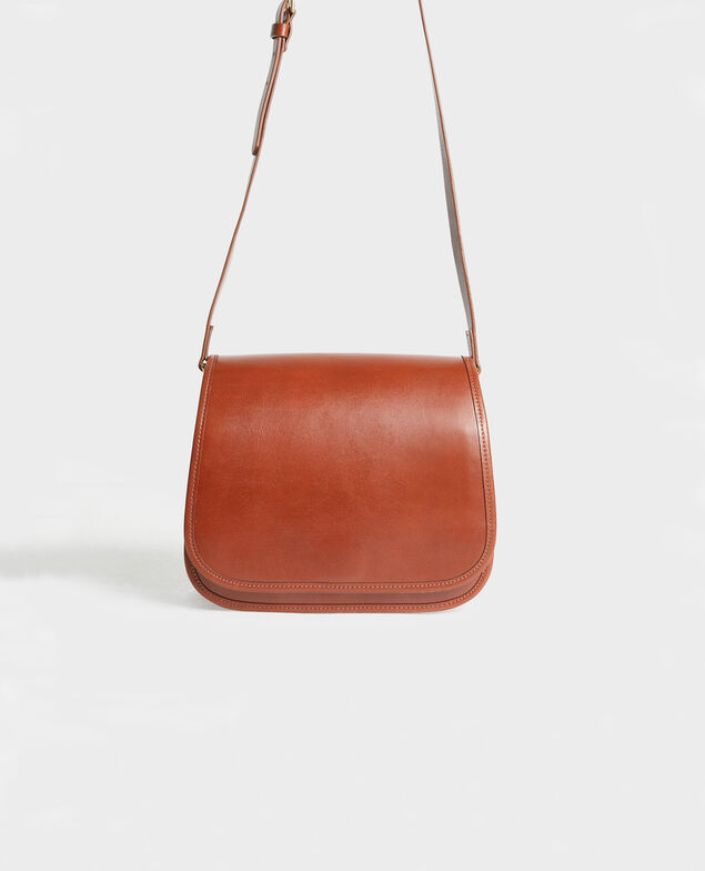 Bolso con correa de cuero Camel