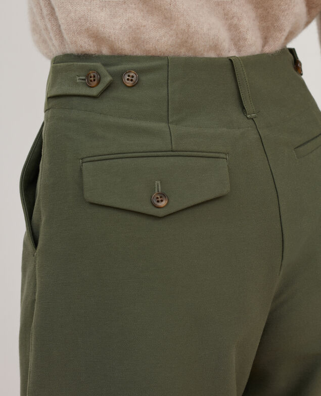 PEGGY - Pantalón carrot de sarga con punto jersey 0571 thyme green
