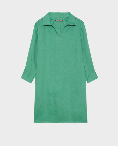 DAISY - Vestido amplio de lino 0542 pine green 3sdr016f04