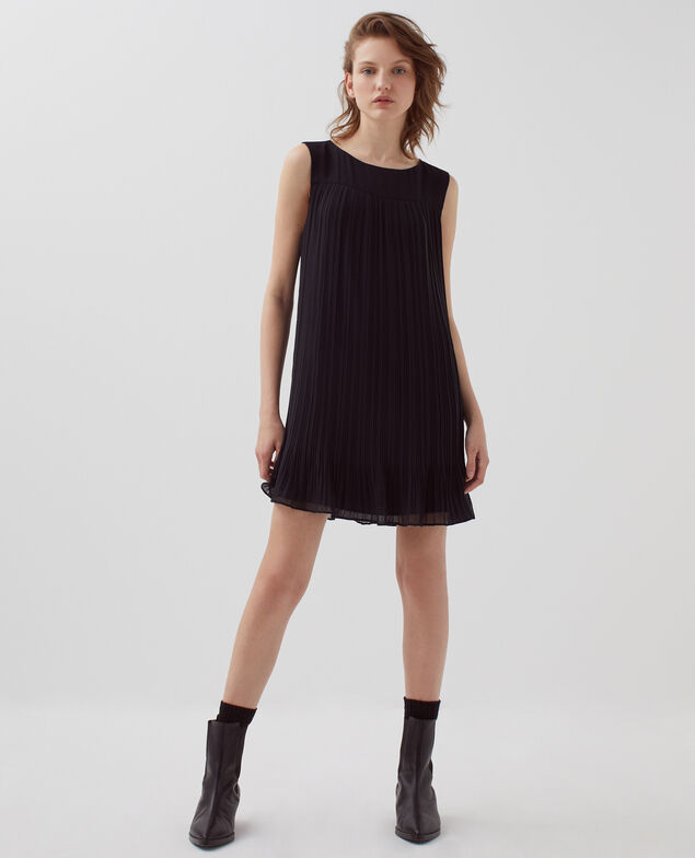 Vestido corto plisado fluido H091 black beauty