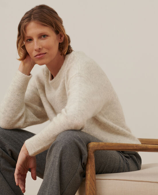 Jersey de alpaca mezclada A009 WHITE KNIT