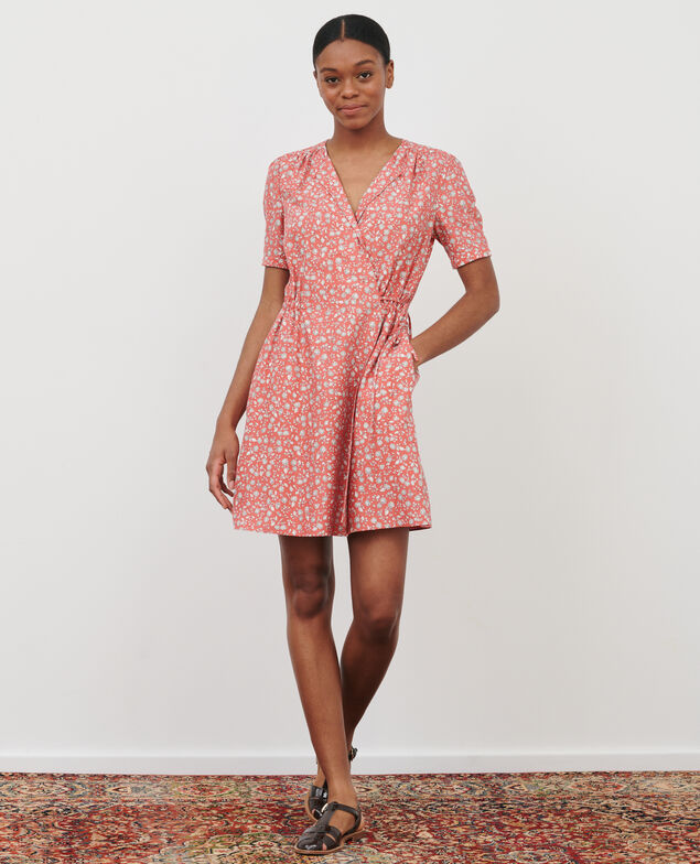 Vestido con escote cruzado 96 print pink