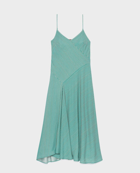 Vestido con tirantes finos 0531 green stripe 3sdr205v05