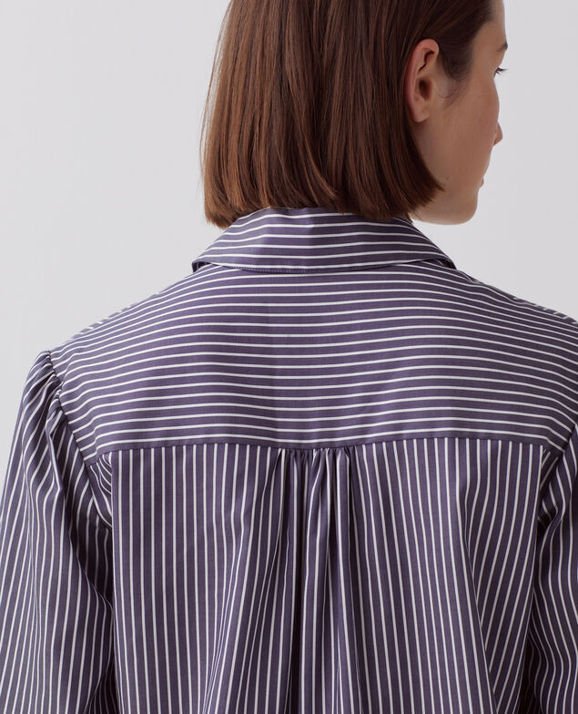 Camisa de algodón satinado I660 st blue white