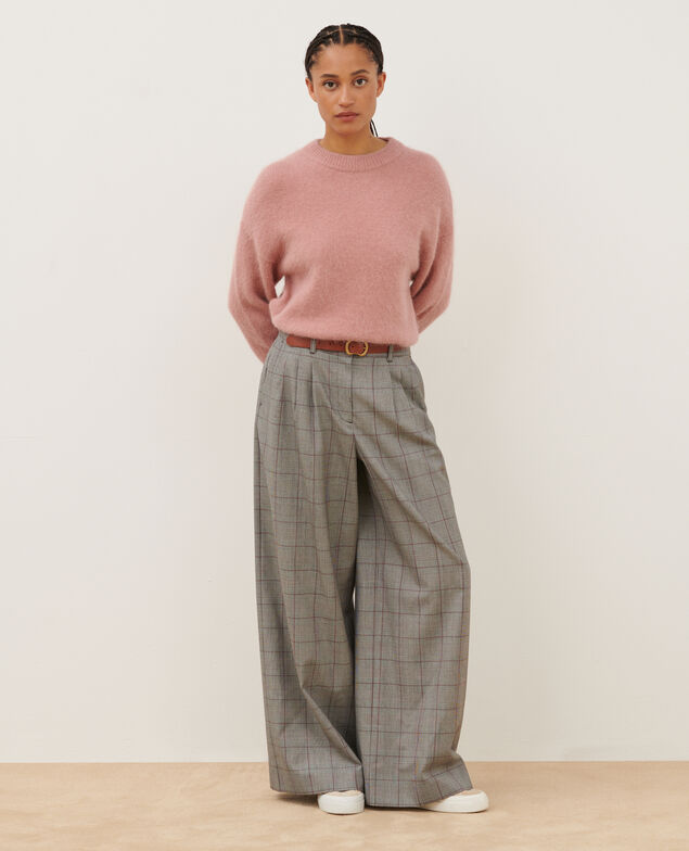 YVONNE - Pantalón amplio de lana A030 grey check 3wpa010w04