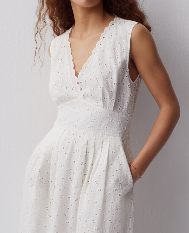Vestido largo con bordado inglés H003 white