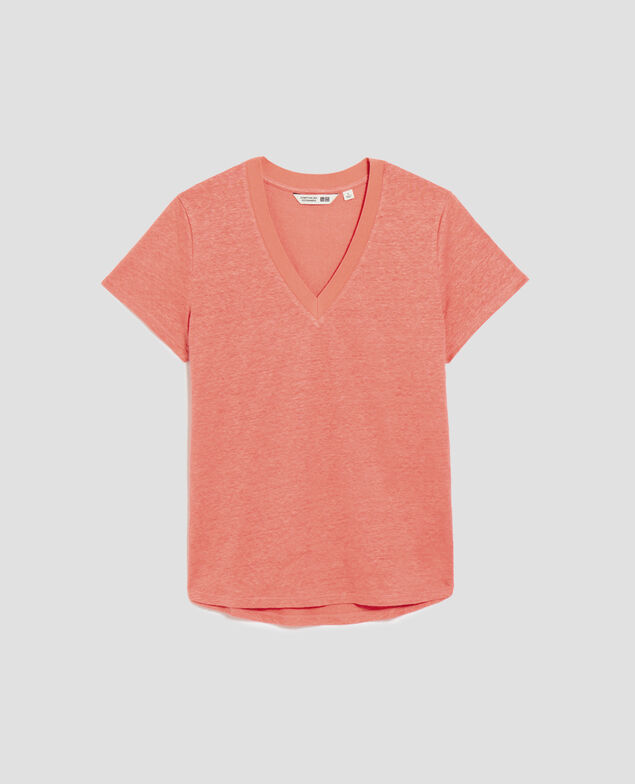 SARAH - Camiseta de lino con cuello de pico U120 pink