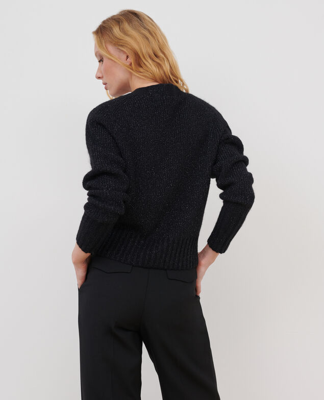 Cárdigan de alpaca mezclada A092 black knit