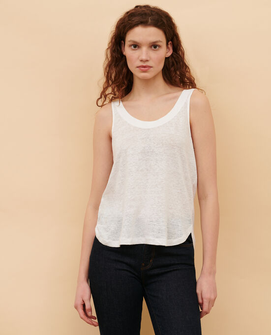 Camiseta de lino sin mangas 00 WHITE