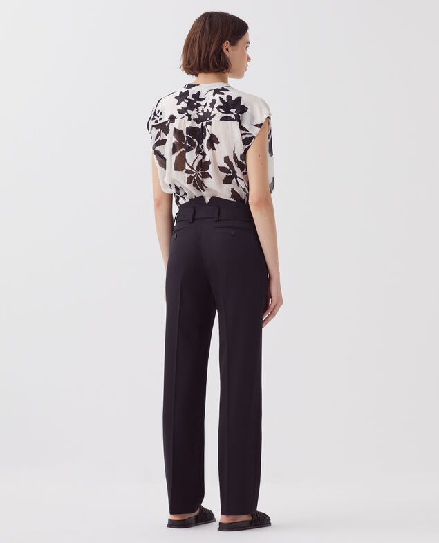 COLETTE - Pantalón recto ajustado de lana H091 black beauty