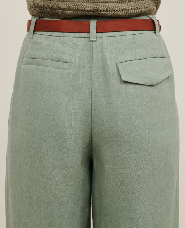 YVONNE - Pantalón ancho de lino 07 gray