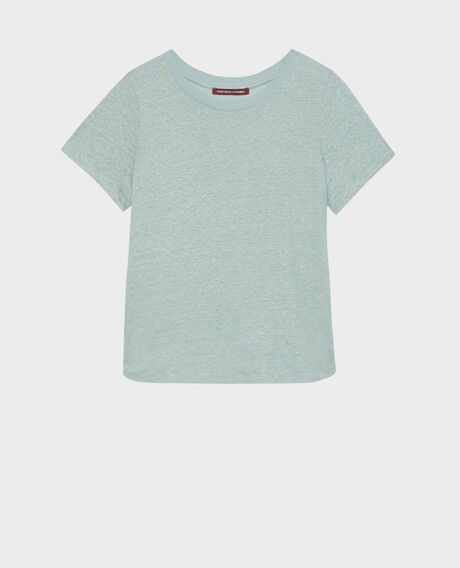AMANDINE - Camiseta con cuello redondo de lino 50 green 2ste055f05