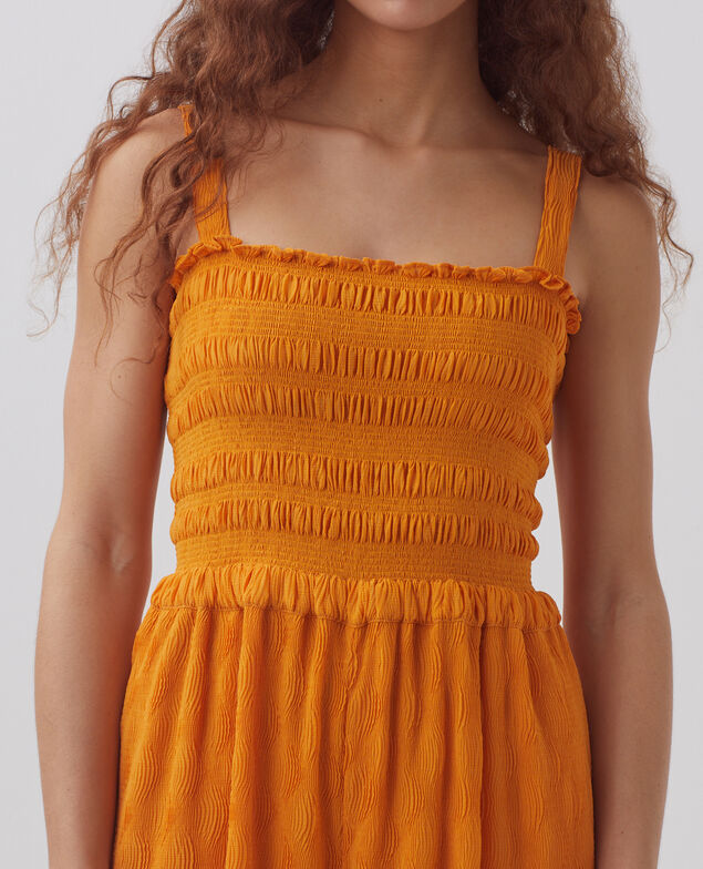 Mono largo fluido con fruncidos H221 orange butter