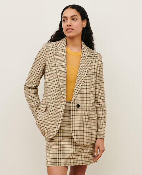 Chaqueta blazer de algodón mezclado 0400 cream checks 3sja272c04