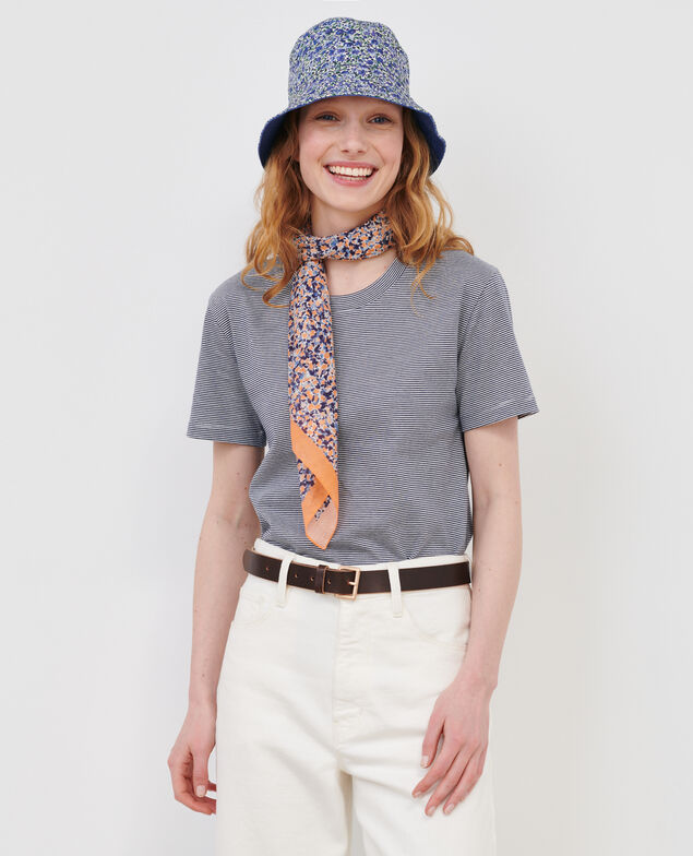 Camiseta de algodón con cuello redondo 121 stripes navy