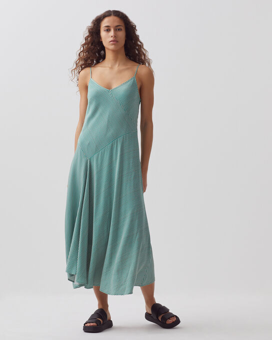 Vestido con tirantes finos 0531 GREEN STRIPE