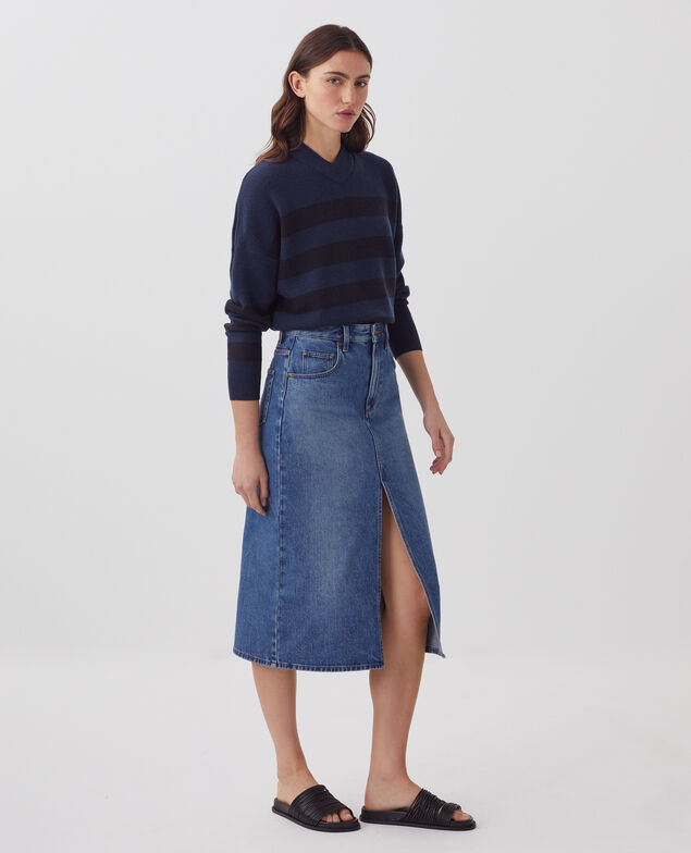 Falda midi en denim J650 vintage wash ss25