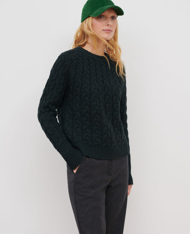Jersey cuello redondo de lana merino A591 dark green pine