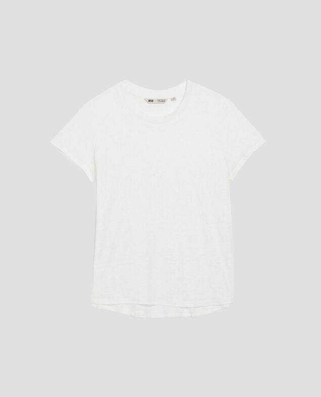 AMANDINE -  Camiseta con cuello redondo de lino H001 brillant white 4ste052f05