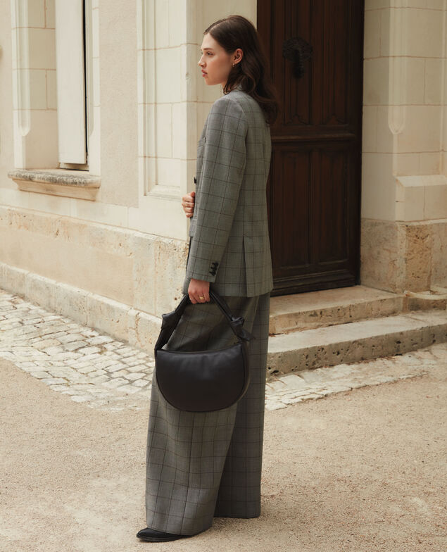 YVONNE - Pantalón amplio de lana A030 grey check 3wpa010w04