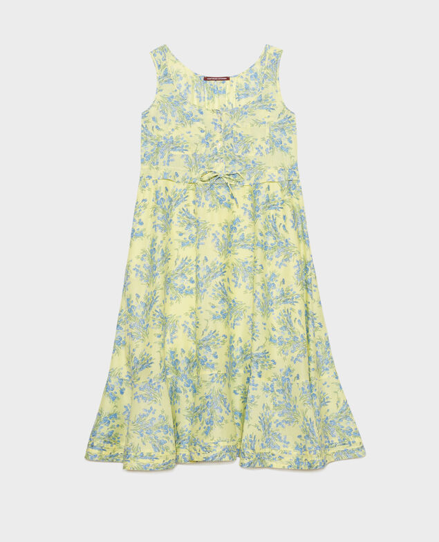 Vestido evasé de gasa de algodón 93 print yellow