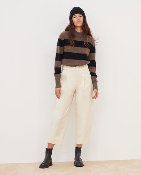 PEGGY - Pantalón carrot de sarga con punto jersey