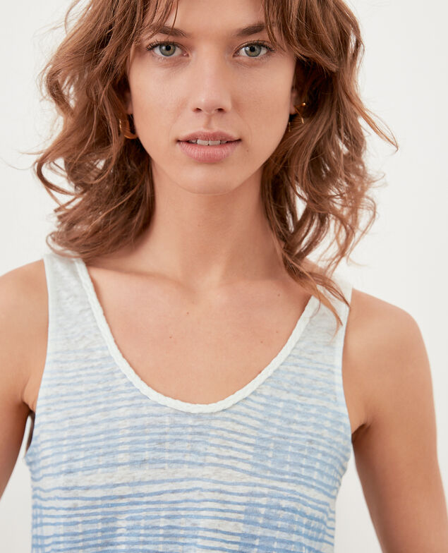 Camiseta de lino con tirantes Tie&dye washed blue