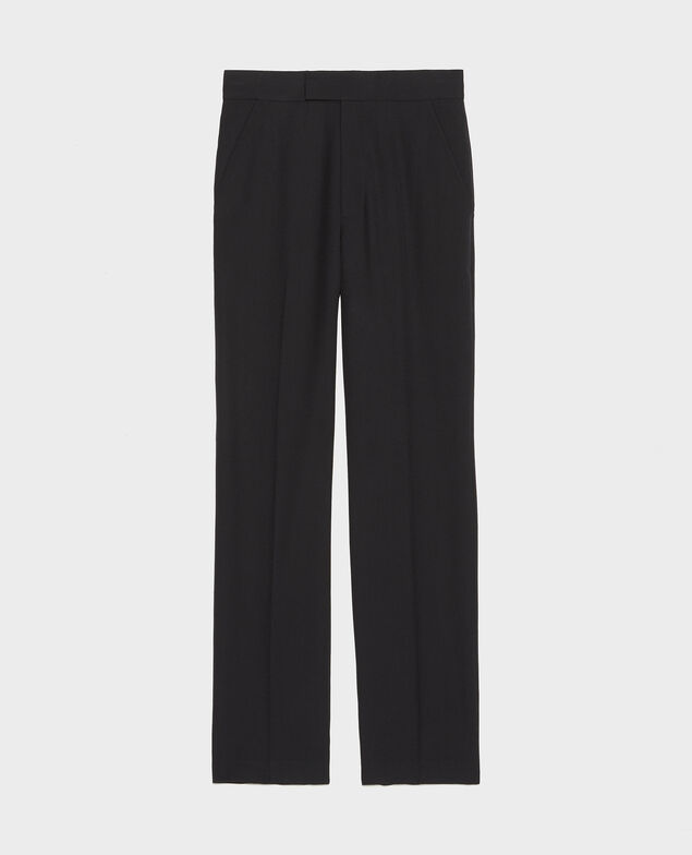 MARCELLE - Pantalón recto de lana estilo masculino Black beauty
