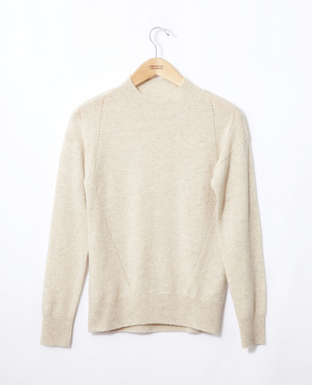 Jersey de cachemir con cuello subido  Beige