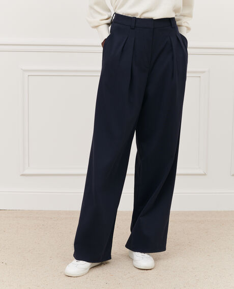 YVONNE - Pantalón ancho con pinzas 7012c 69 navy Pradus